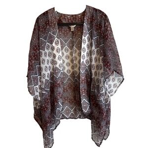 Arizona Jean Co Sheer Open Short Sleeve Cardigan Sz XS-S Festival Boho